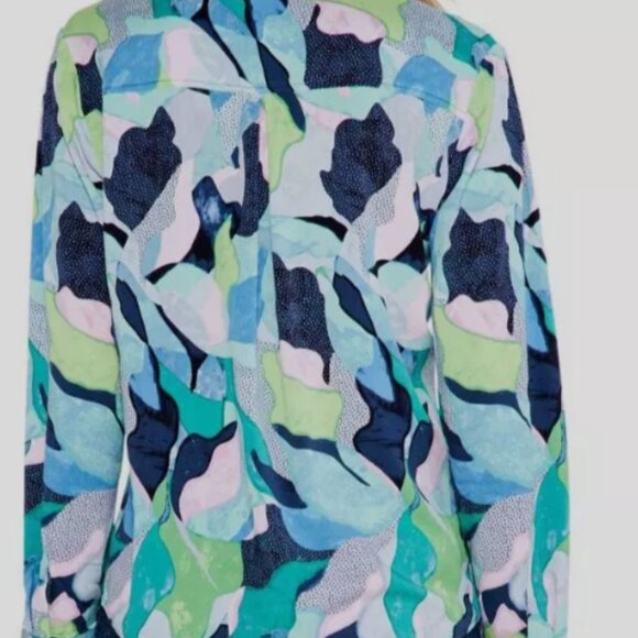 Nic and Zoe XL Frozen Tundra Print Blouse Green multi, XL - Picture 2 of 5